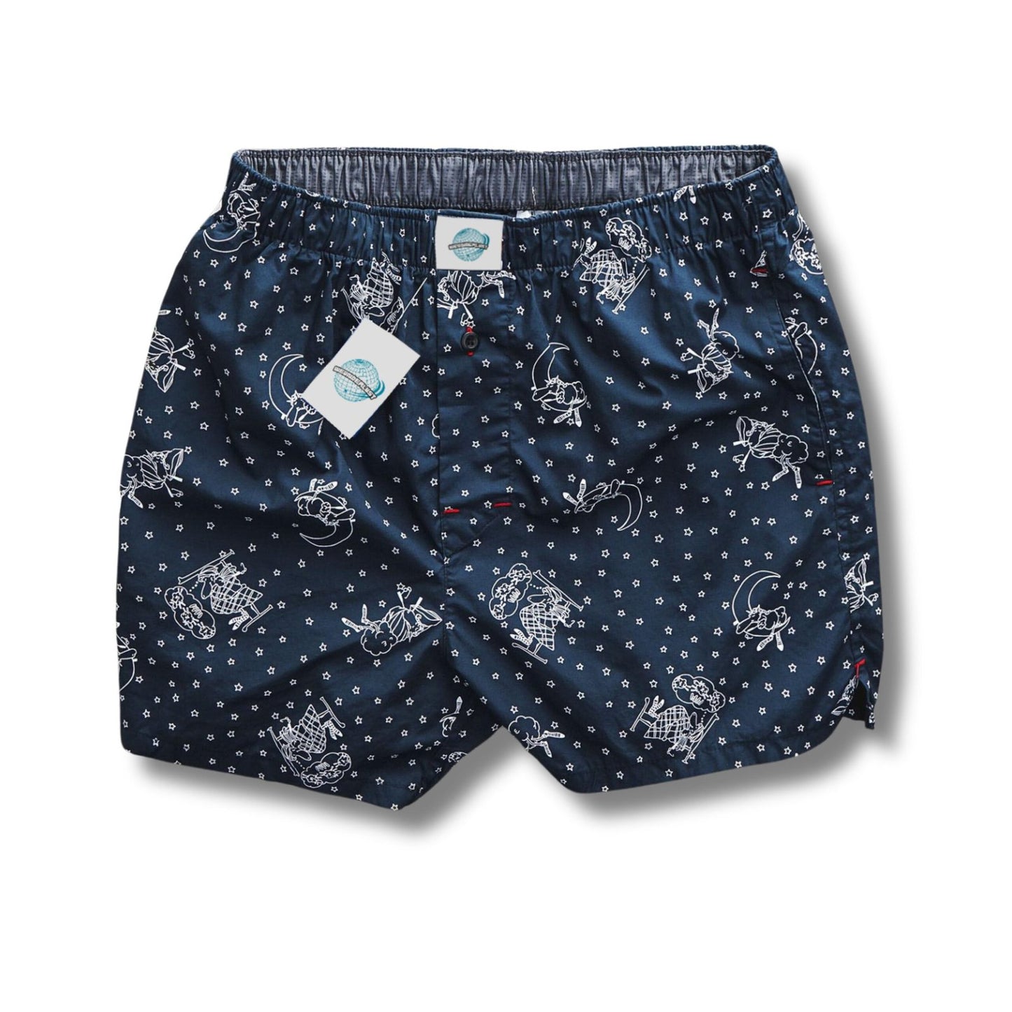 Weunderlust Woven Cotton Boxers with pocket, into the night, Navy, stars printing