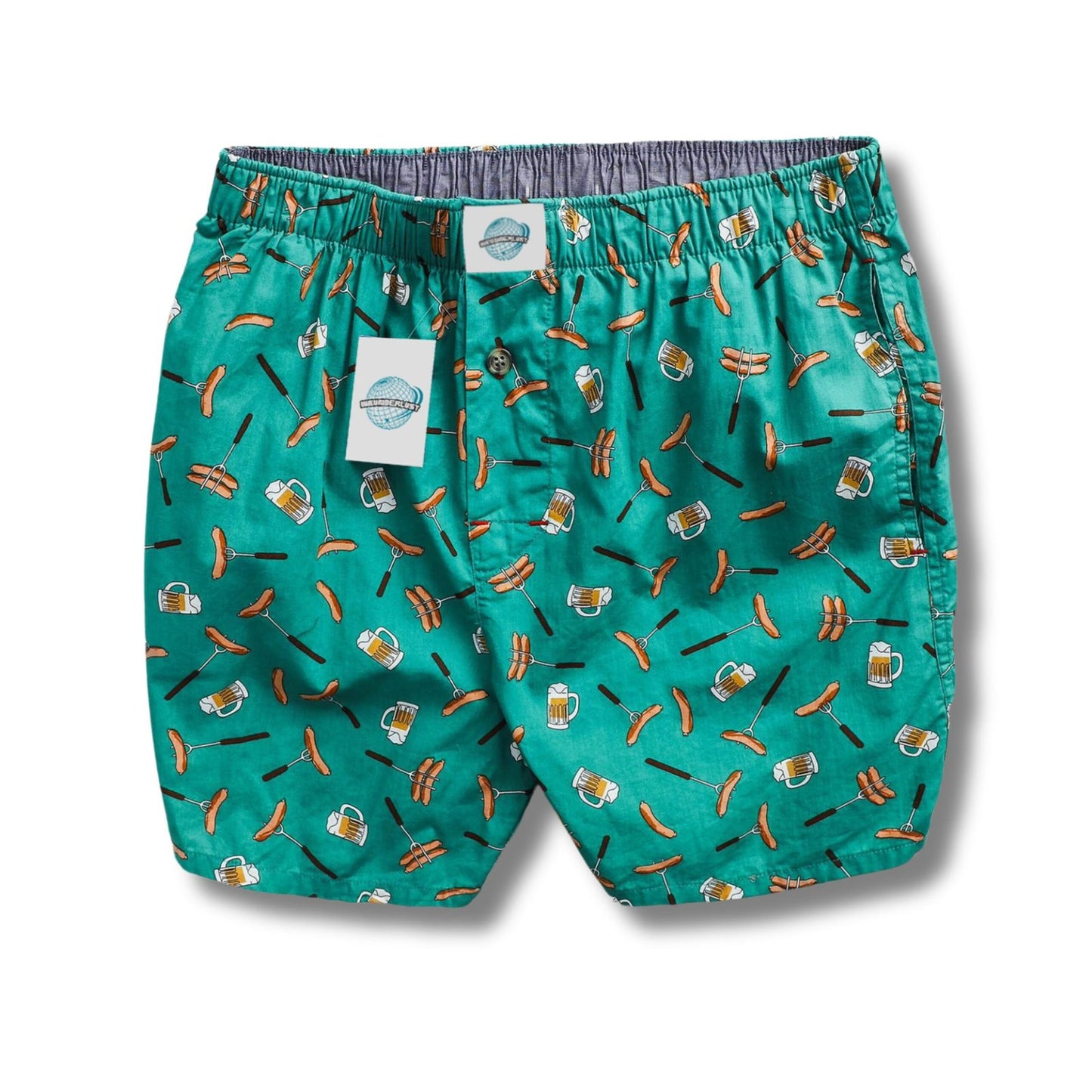 Weunderlust Woven Cotton Boxers with pocket, Cheers, Green Boxer