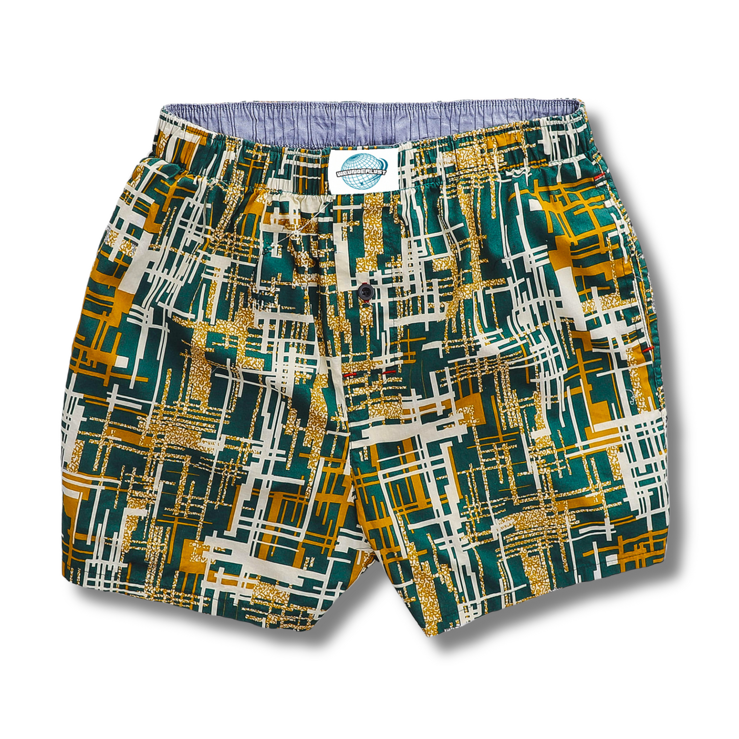 Golden Green Men’s underwear – Woven Cotton Boxers for men with Pockets and button fly