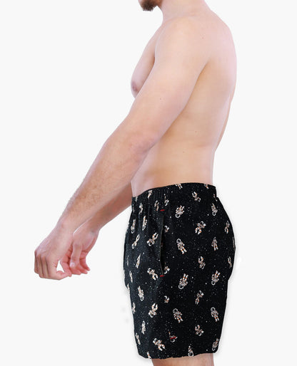 Male model in Weunderlust woven cotton boxers with pockets, Astronaut styles, Love Your Essence Collection