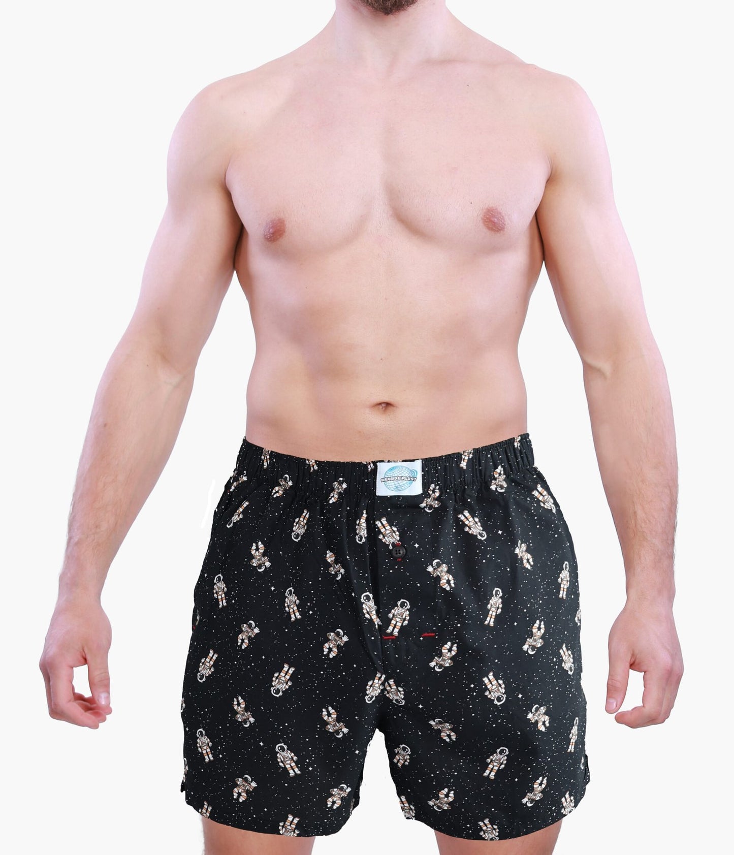 Astronaut Men's Woven Cotton Boxers -With Button Fly and Pockets