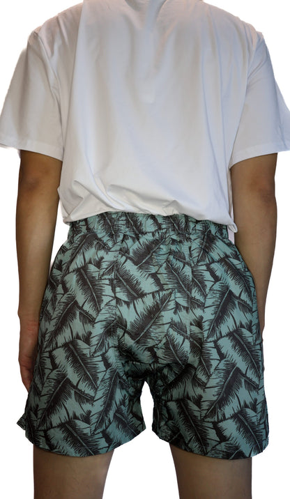 Banana leaves Men's Woven Cotton Boxers -With Button Fly and Pockets