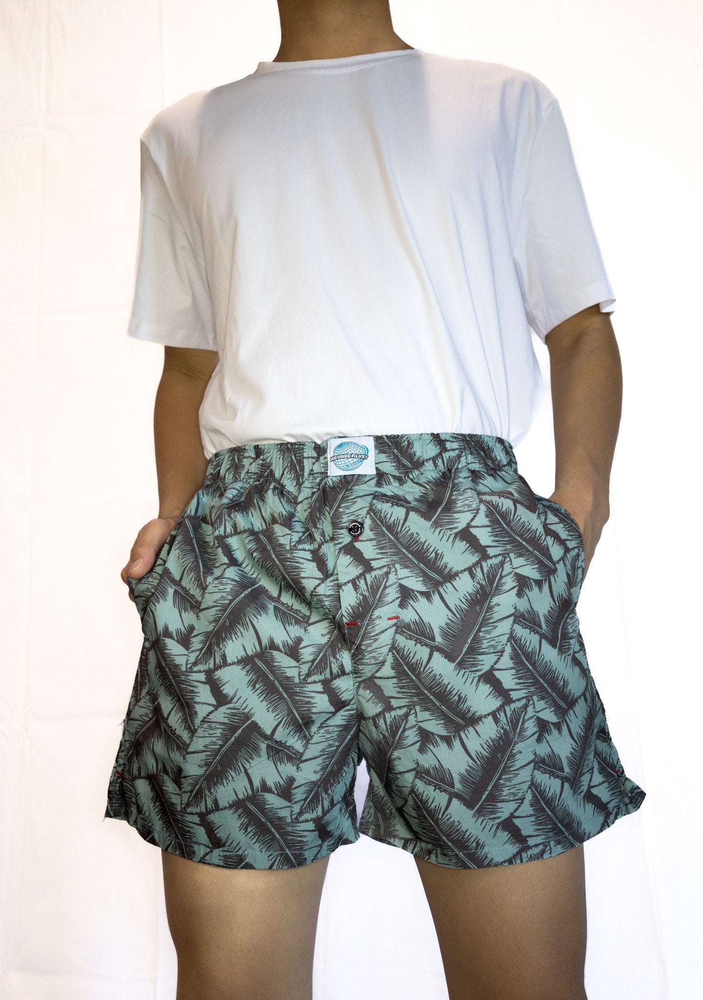 Banana leaves Men's Woven Cotton Boxers -With Button Fly and Pockets