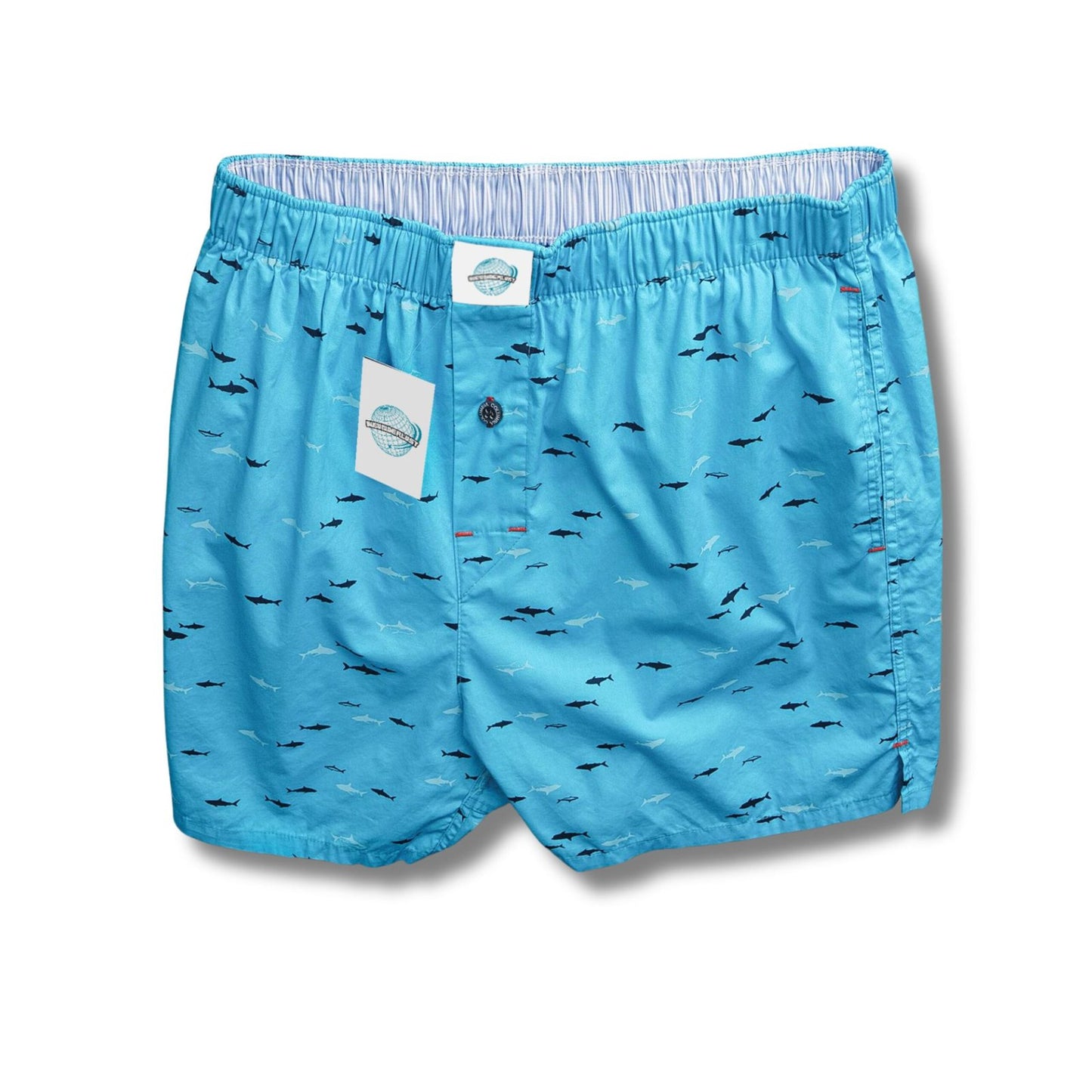 Weunderlust Woven Cotton Boxers with pocket, Baby Sharks printing, light blue