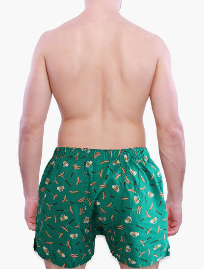 Cheers Men's Woven Cotton Boxers -With Button Fly and Pockets