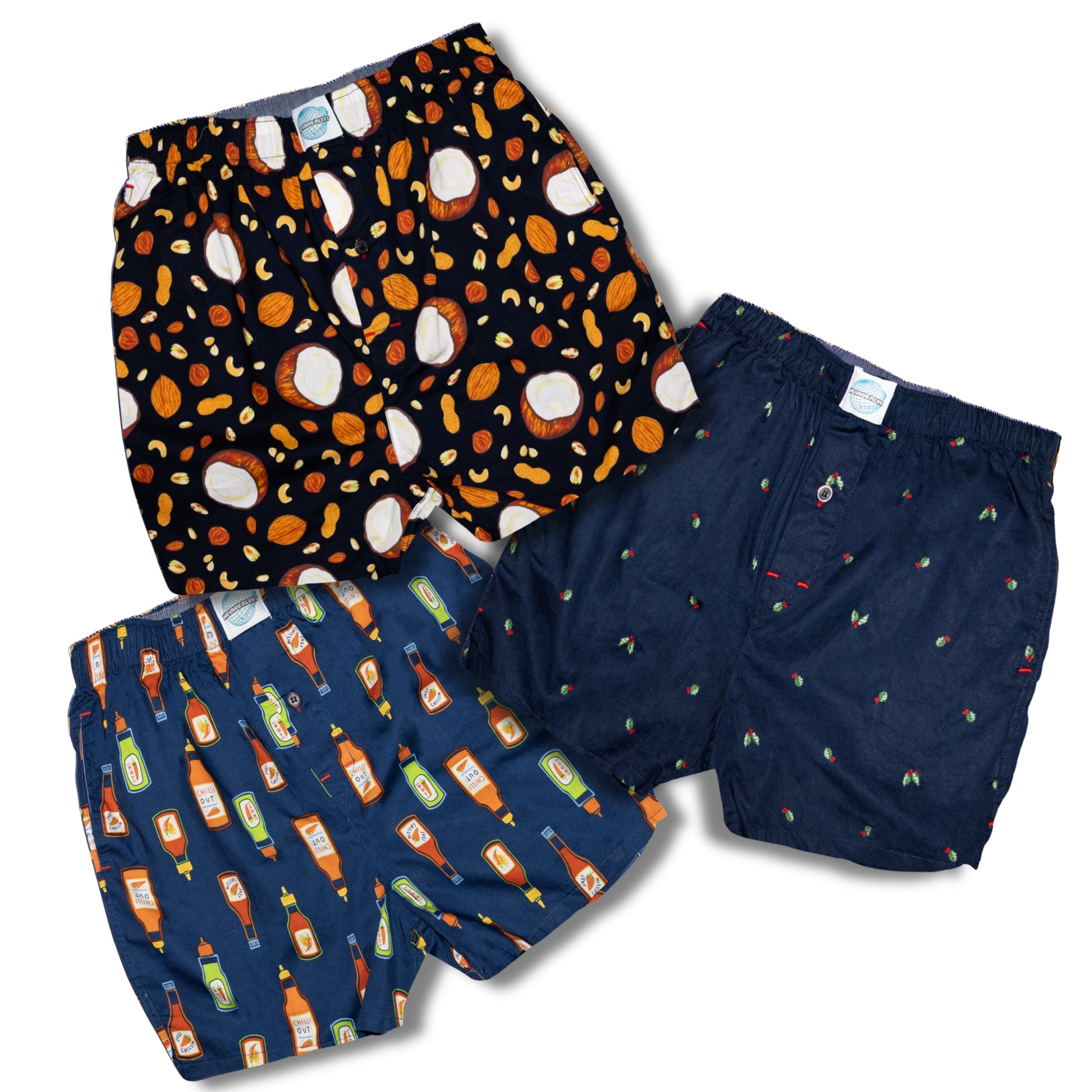 Coco-nuts, Chili-out, Hollies - Weunderlust's Bundle 3 pack of boxer shorts
