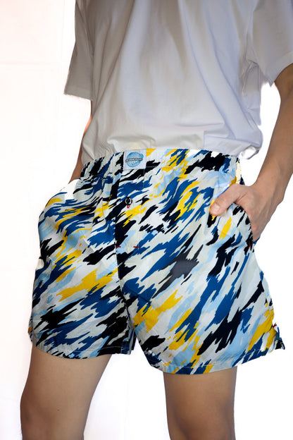 Camo Woven Men's Woven Cotton Boxers -With Button Fly and Pockets