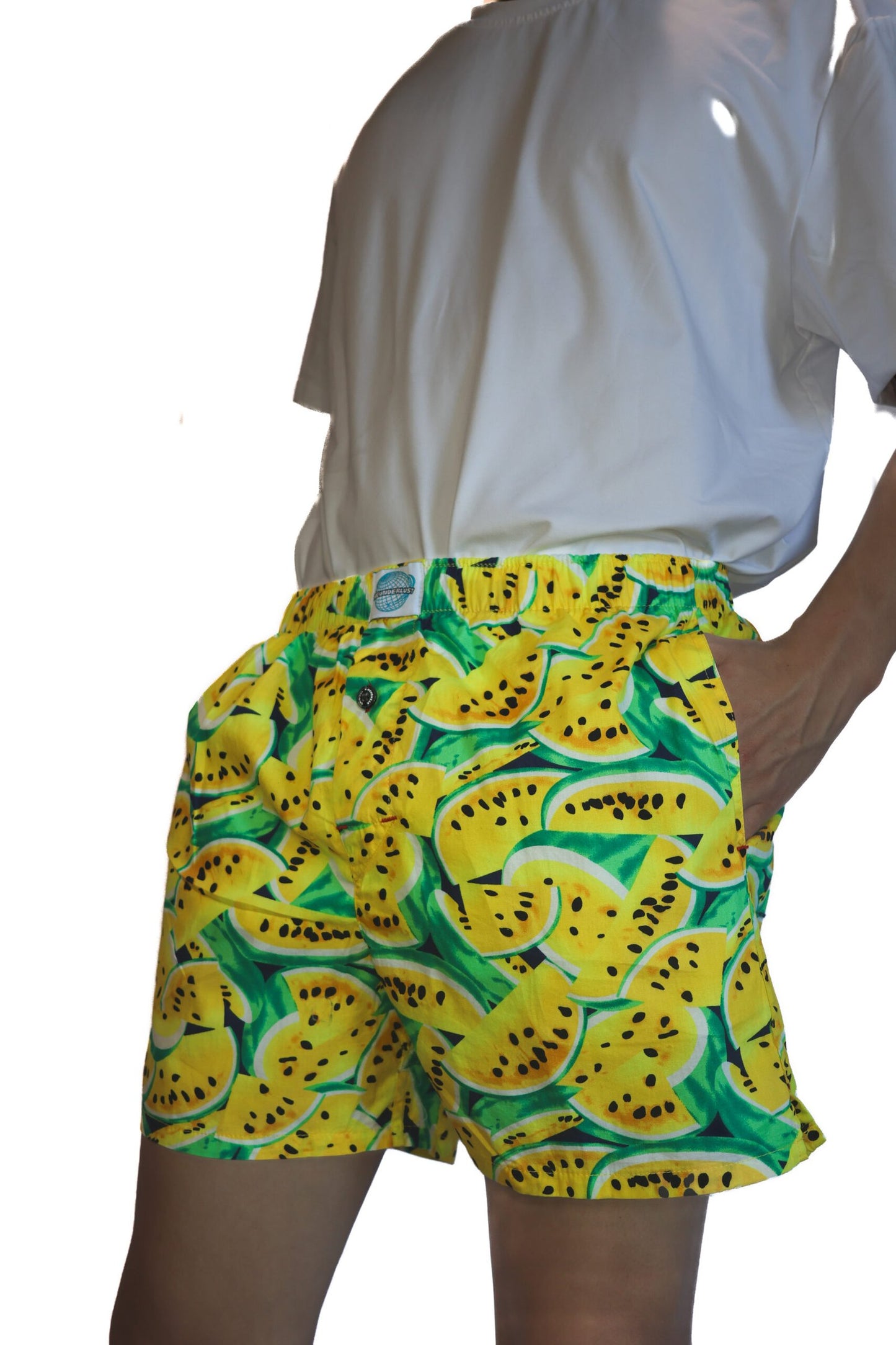 Melon Melon Men's Woven Cotton Boxers -With Button Fly and Pockets