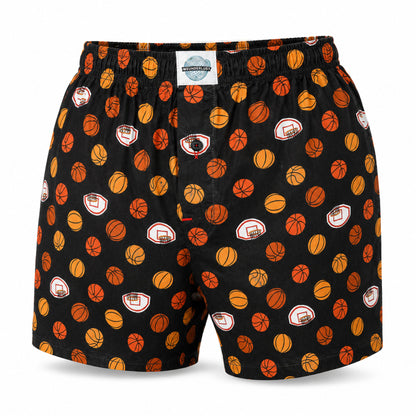 Weunderlust's Men's Woven Cotton Boxer Short with basketball print