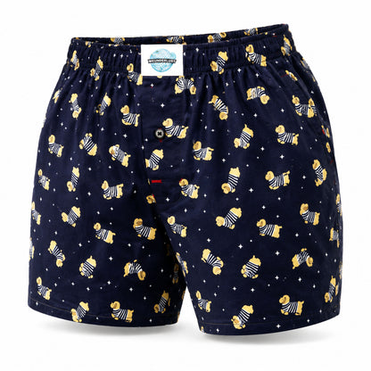 Weunderlust's men's woven cotton boxer short with Dog prints