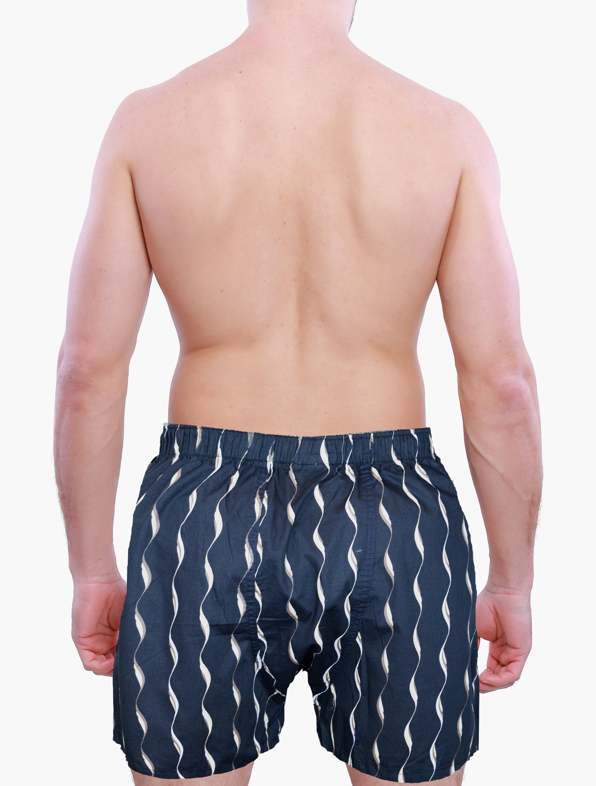 Backside of model wearing Weunderlust Waves boxers