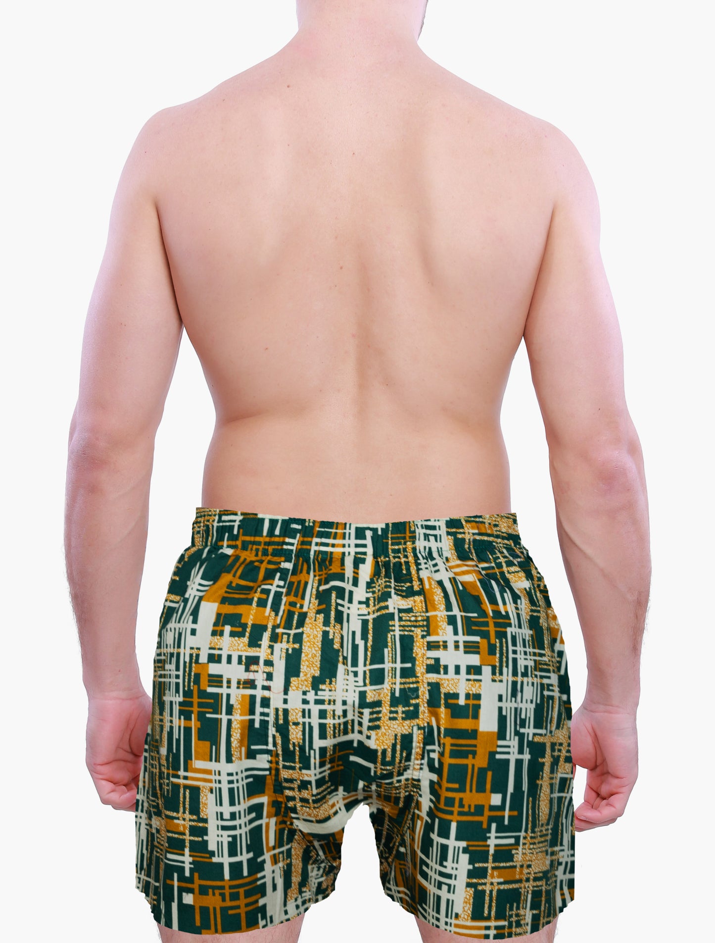 Golden Green Men’s underwear – Woven Cotton Boxers for men with Pockets and button fly